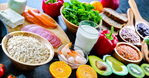 Foods representing tlc diet. therapeutic lifestyle changes